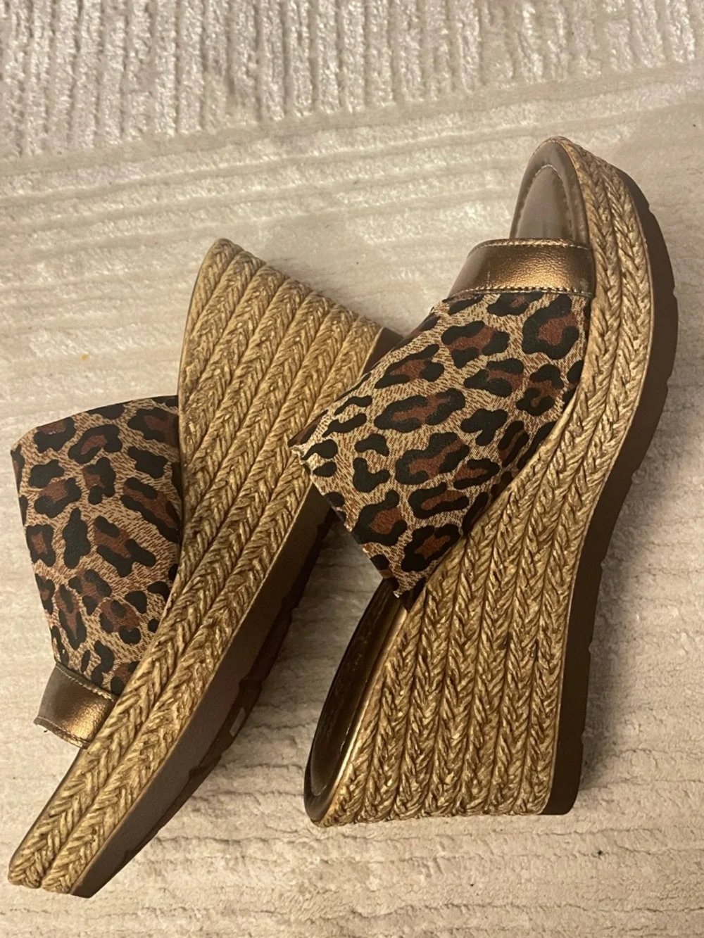 Bella Vita animal print open-toe wedge slide sandals